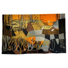 Retro 20th Century Hand-Woven Tapestry Signed by Michele Cahard