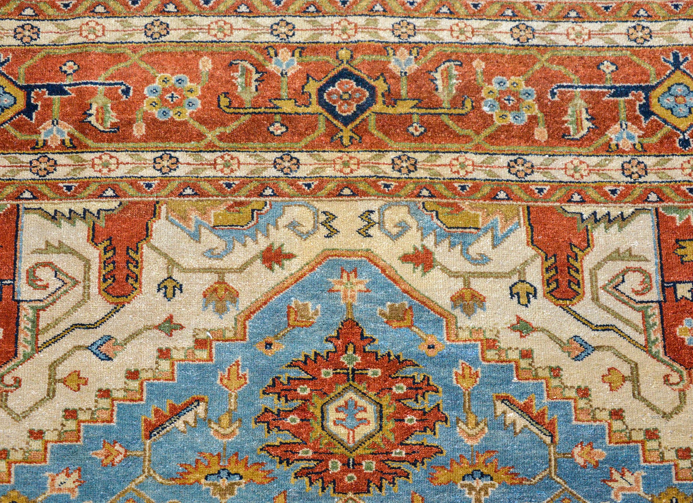 Indian Hand Knotted Heriz-Style Rug For Sale