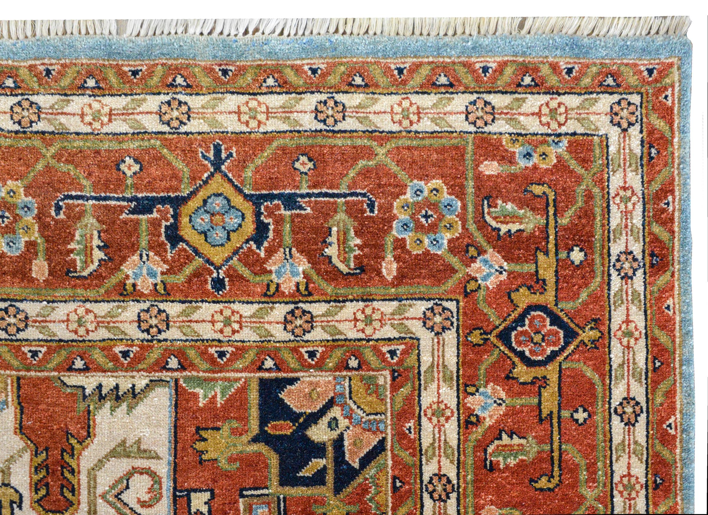 Wool Hand Knotted Heriz-Style Rug For Sale