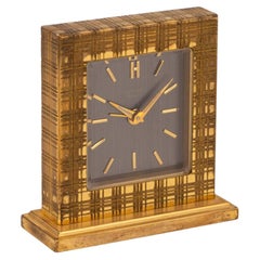 Vintage Siglo XX Hermès Reloj de escritorio de latón dorado de fabricación suiza c.1960
