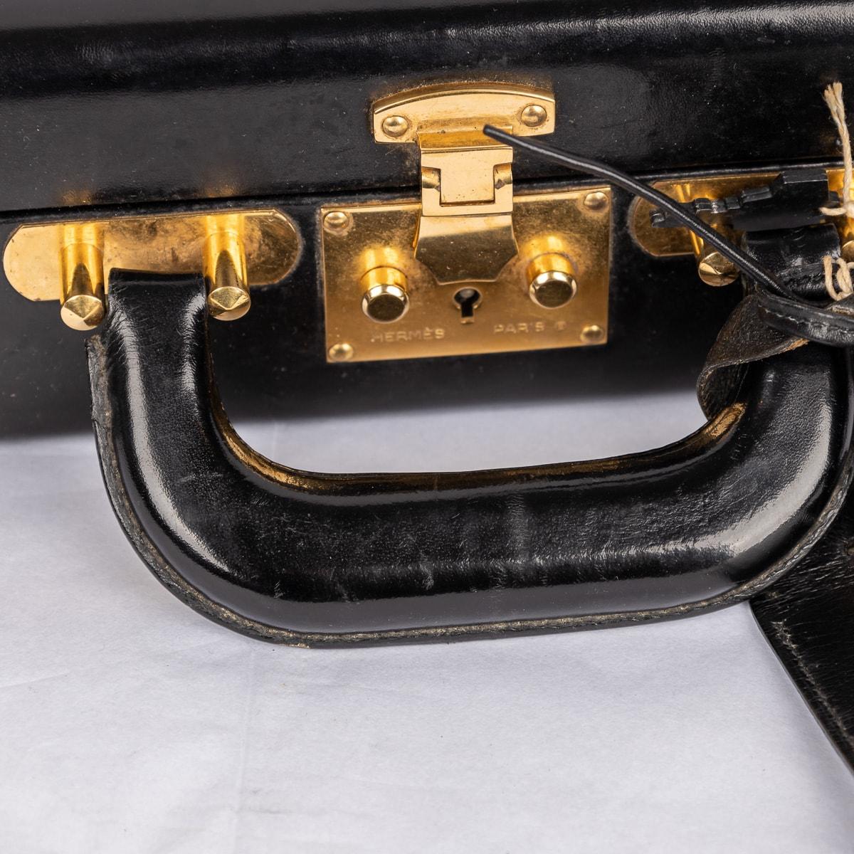 Vintage 20th Century Hermès Hard Sided Black Leather Briefcase c.1990 For Sale 5