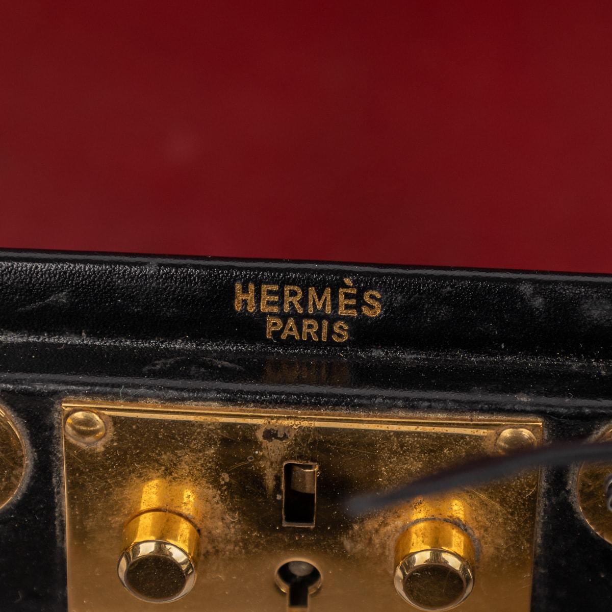 Vintage 20th Century Hermès Hard Sided Black Leather Briefcase c.1990 For Sale 11