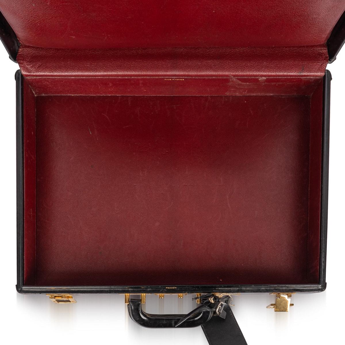 Vintage 20th Century Hermès Hard Sided Black Leather Briefcase c.1990 For Sale 3