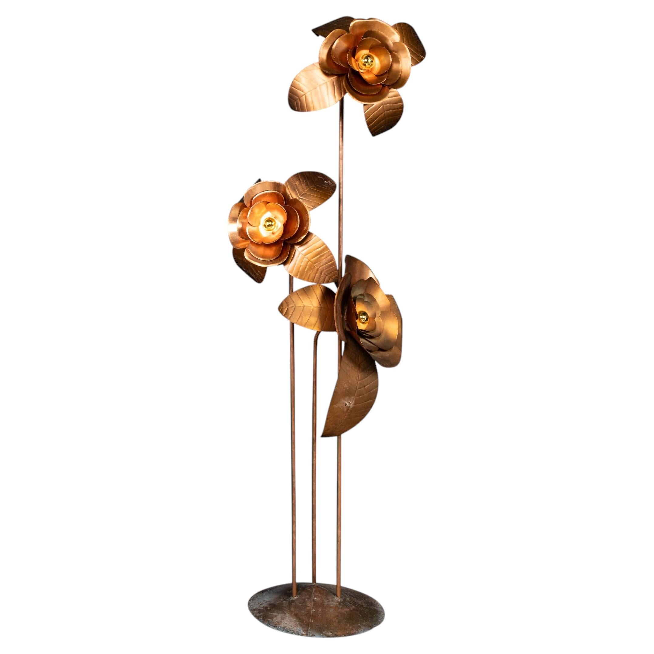 Vintage 20th Century Italienisch Messing Floral Stehlampe c.1970
