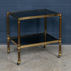 Vintage 20th Century Italian Brass Framed Drinks Trolley c.1980
