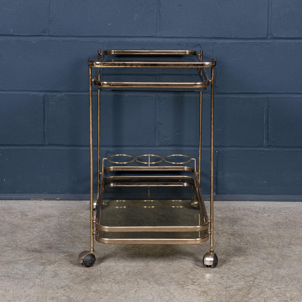XX secolo Carrello portabevande con cornice in ottone d'epoca del 20° secolo italiano, c.1980 in vendita