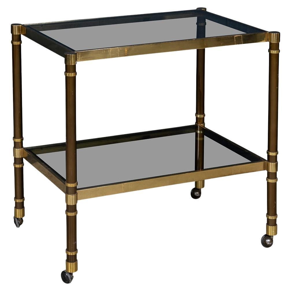 Vintage 20th Century Italian Brass Framed Drinks Trolley c.1980