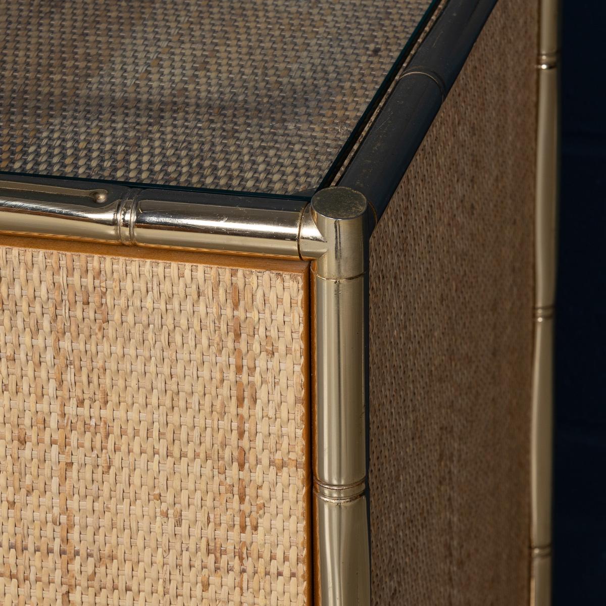 Armadio italiano del 20° secolo con cornice in ottone, in rattan e finto bambù, c.1980 in vendita 8
