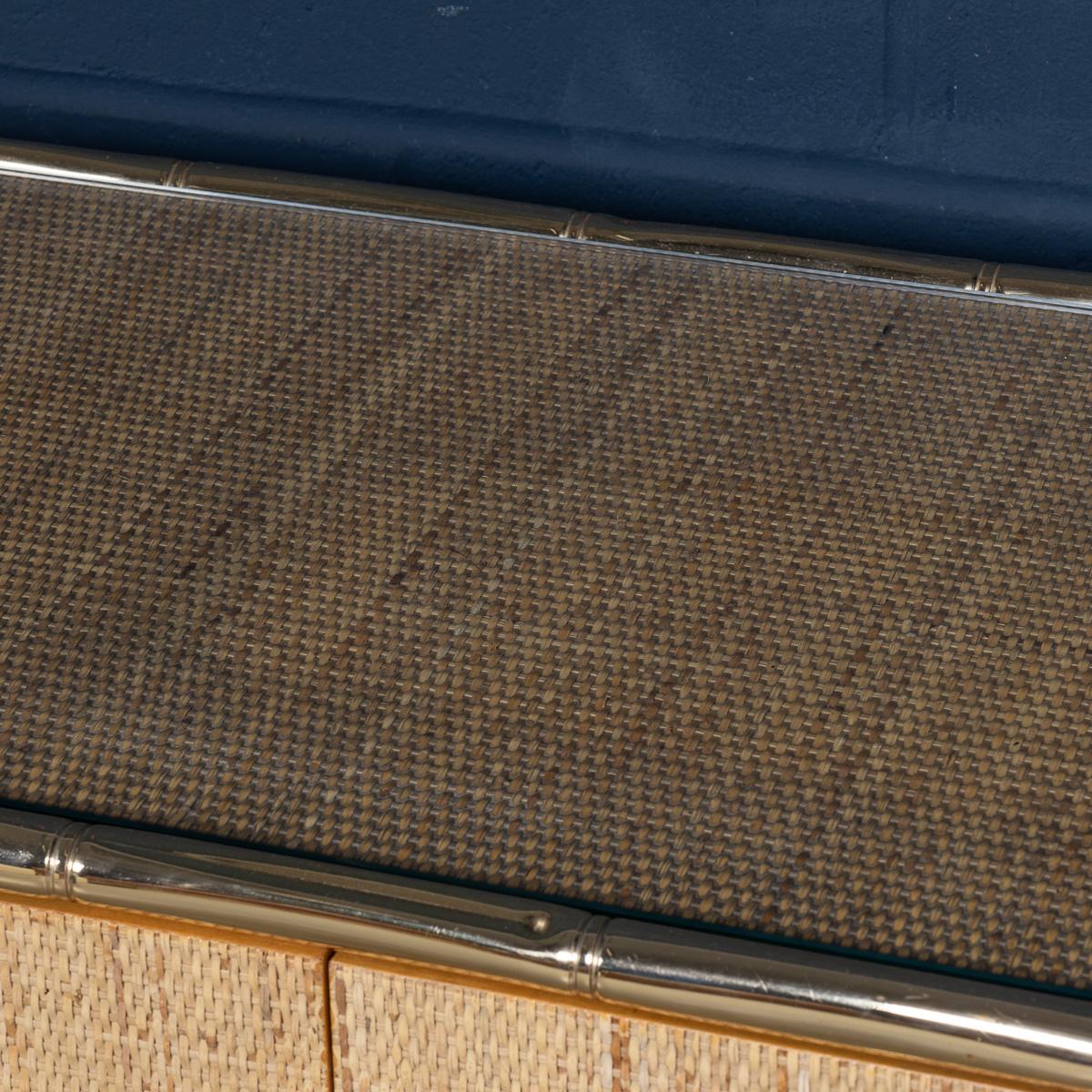 Armadio italiano del 20° secolo con cornice in ottone, in rattan e finto bambù, c.1980 in vendita 12