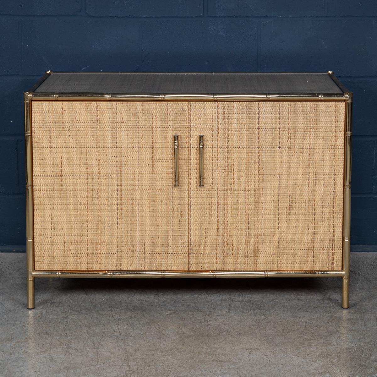 Altro Armadio italiano del 20° secolo con cornice in ottone, in rattan e finto bambù, c.1980 in vendita