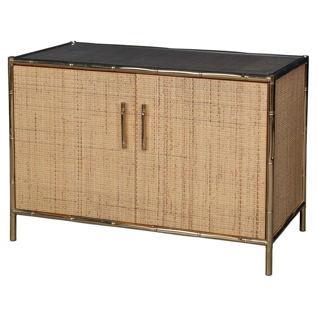 Armadio italiano del 20° secolo con cornice in ottone, in rattan e finto bambù, c.1980 in vendita