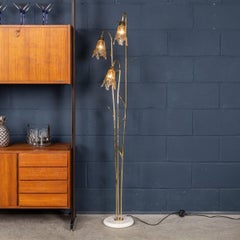Vintage 20th Century Italian Brass & Glass Floor Lamp, Murano c.1980