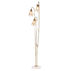 Vintage Italian 20th Century Brass & Glass Floor Lamp, Murano c.1980