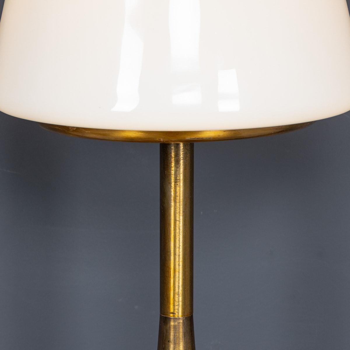 Vintage 20th Century Italian Brass & Opaque White Glass Lamp c.1970 For Sale 3