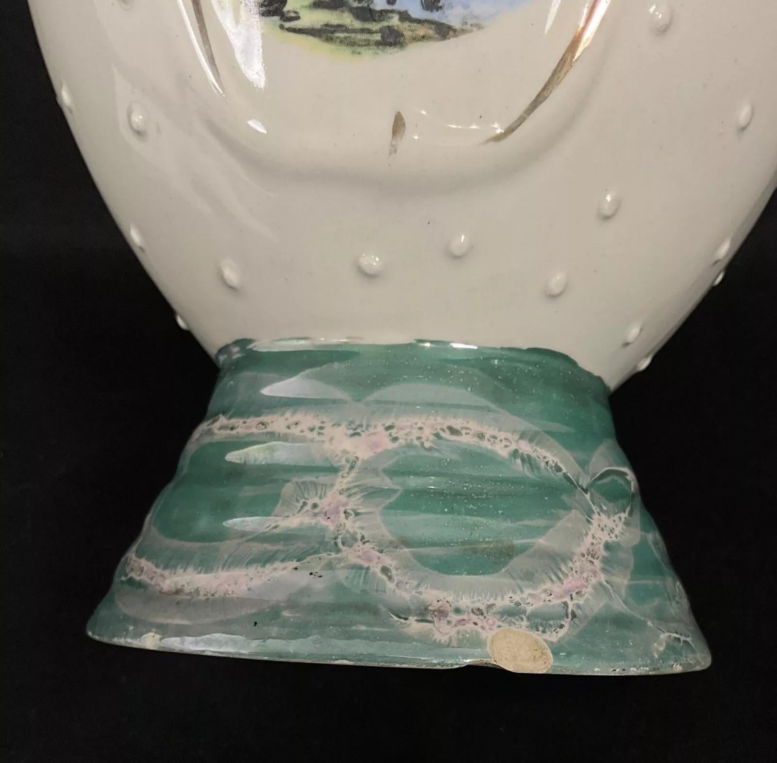 Vaso in ceramica italiana del XX secolo con decorazioni di paesaggi - 2Y479 in vendita 8