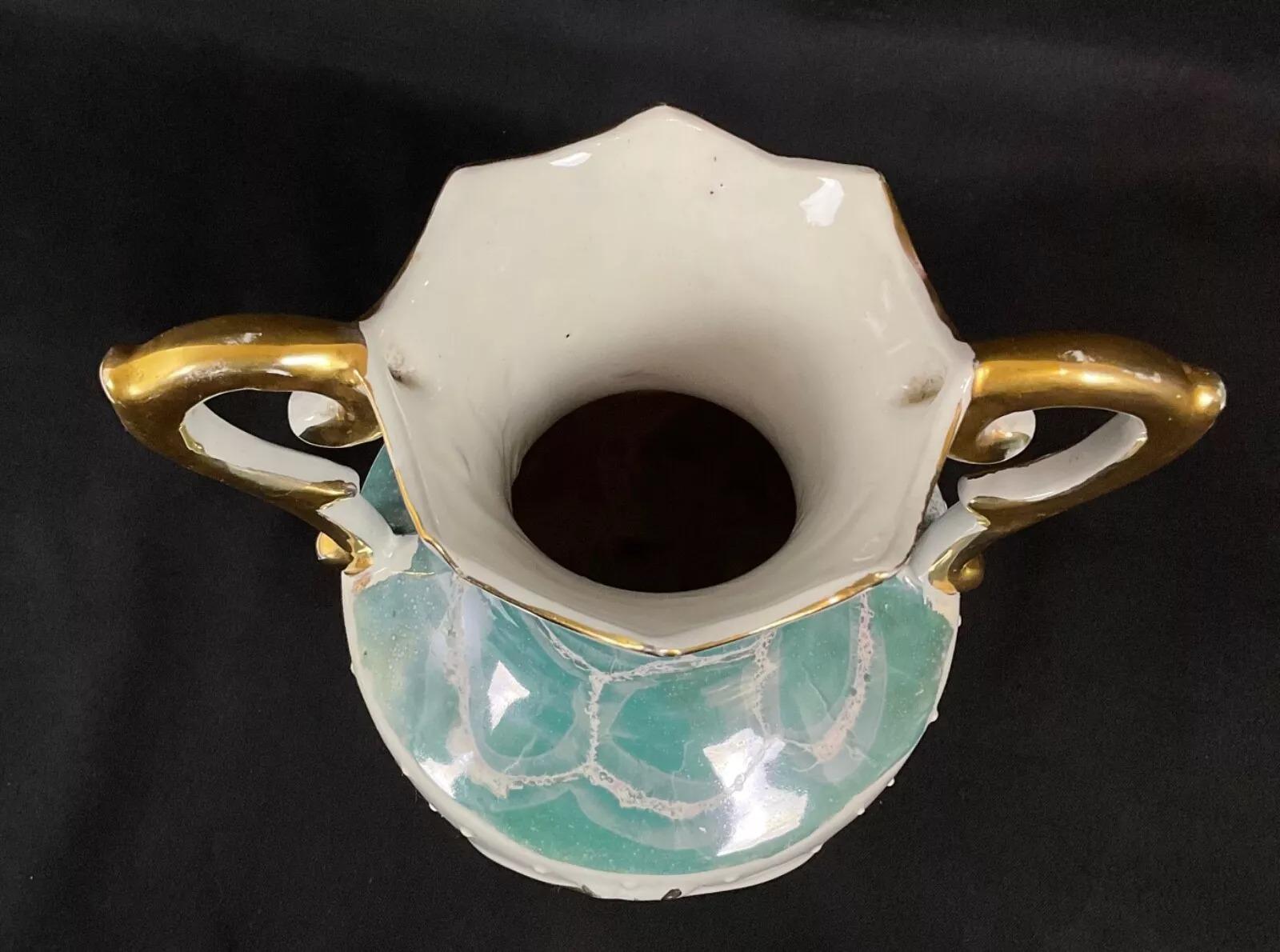 Vaso in ceramica italiana del XX secolo con decorazioni di paesaggi - 2Y479 In condizioni discrete in vendita a Bordeaux, FR
