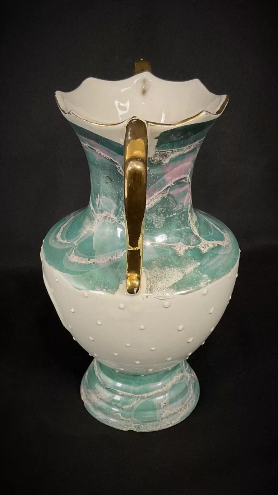 Vaso in ceramica italiana del XX secolo con decorazioni di paesaggi - 2Y479 in vendita 4