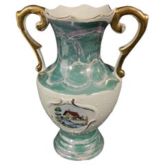 Vintage 20th Century Italian Ceramic Vase with Landscape Decor - 2Y479