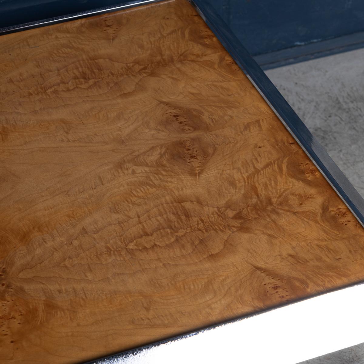 Vintage 20th Century Italian Chrome & Burr Walnut Coffee Table c.1980 For Sale 6