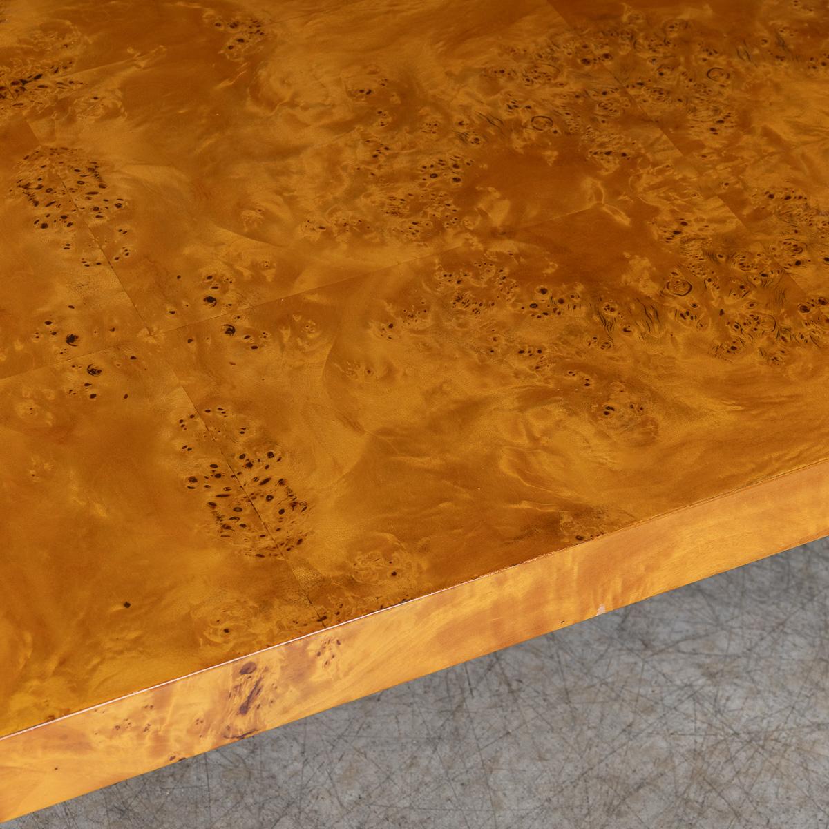 Vintage 20th Century Italian Chrome & Burr Walnut Coffee Table c.1980 For Sale 7