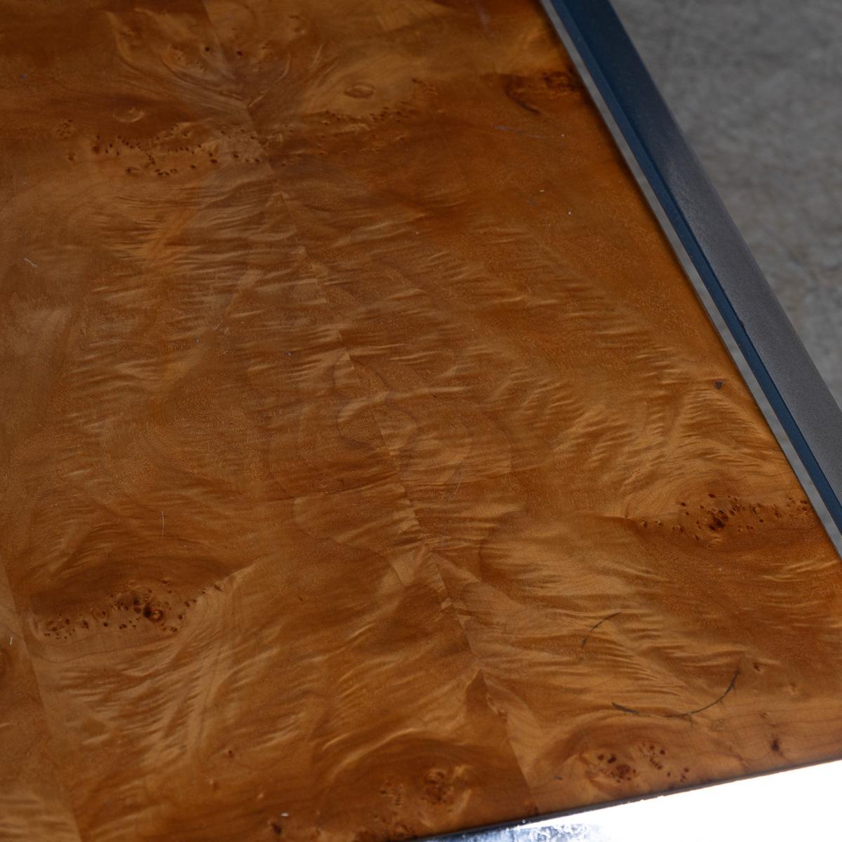 Vintage 20th Century Italian Chrome & Burr Walnut Coffee Table c.1980 For Sale 7
