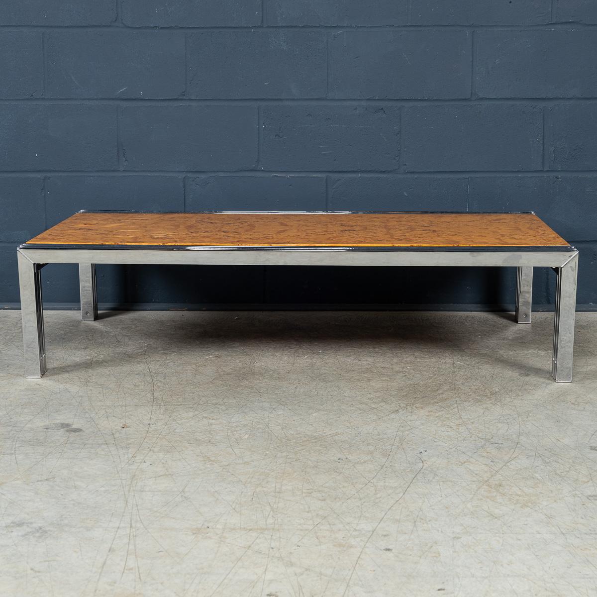 Italienischer Vintage-Couchtisch aus Chrom und Wurzelholz aus Nussbaumholz, 20. Jahrhundert, um 1980 im Zustand „Gut“ im Angebot in Royal Tunbridge Wells, Kent