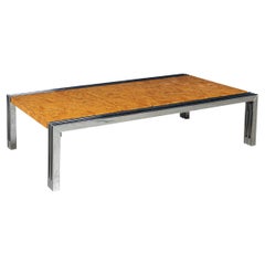 Italienischer Vintage-Couchtisch aus Chrom und Wurzelholz aus Nussbaumholz, 20. Jahrhundert, um 1980