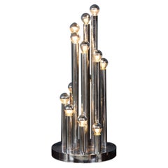 Vintage 20th Century Italian Chrome Multi-Light Table Lamp By Reggiani c.1970