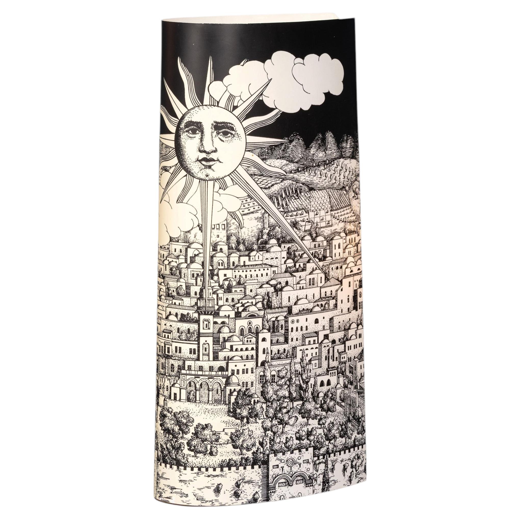 Vintage 20th Century Italian Fornasetti "Luna Città" Table Lamp By Antonangeli