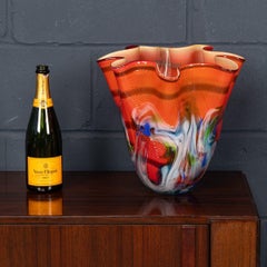 Vintage 20th Century Italian Hand Blown Glass Vase, Made In Murano