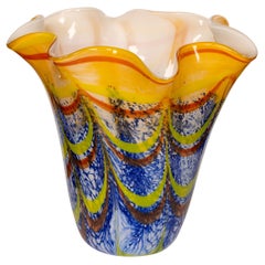 Jarrón de cristal soplado a mano italiano vintage del siglo XX, fabricado en Murano