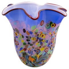 Jarrón de cristal soplado a mano italiano vintage del siglo XX, fabricado en Murano