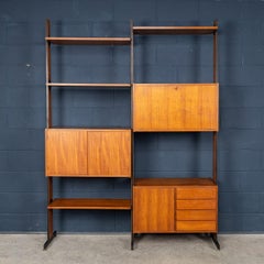 Vintage 20th Century Italian Modular Teak Wall Cabinet c.1960