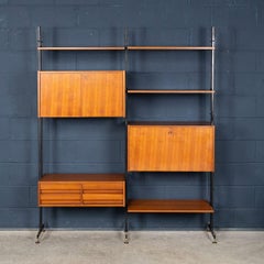 Vintage 20th Century Italian Modular Teak Wall Cabinet c.1960