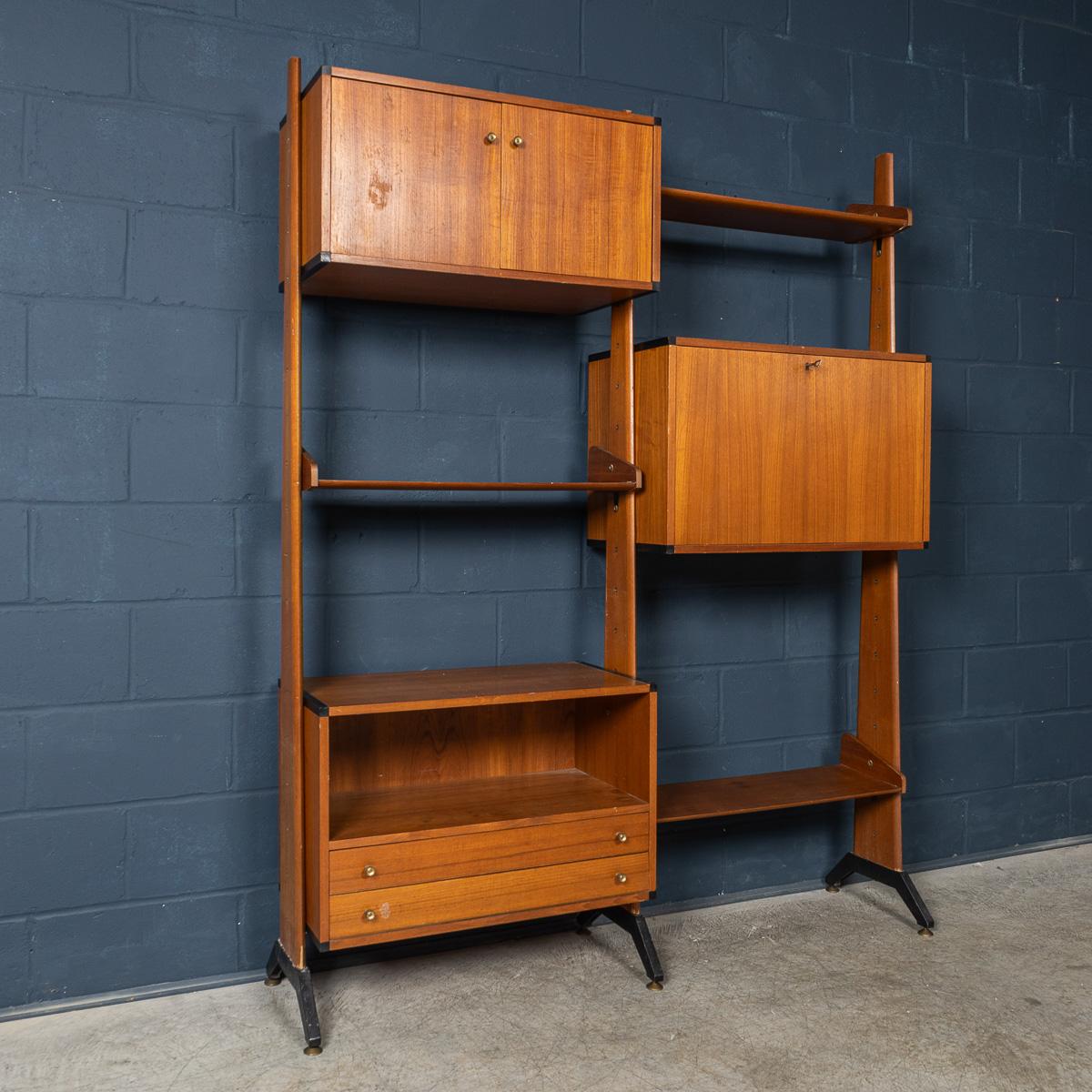 Other Vintage 20th Century Italian Modular Teak Wall Cabinet c.1960 For Sale