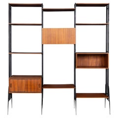 Vintage 20th Century Italian Modular Teak Wall Cabinet c.1960
