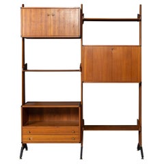 Vintage 20th Century Italian Modular Teak Wall Cabinet c.1960