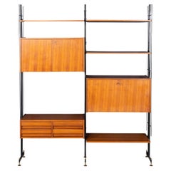 Armadio a muro modulare in teak del 20° secolo italiano vintage c.1960