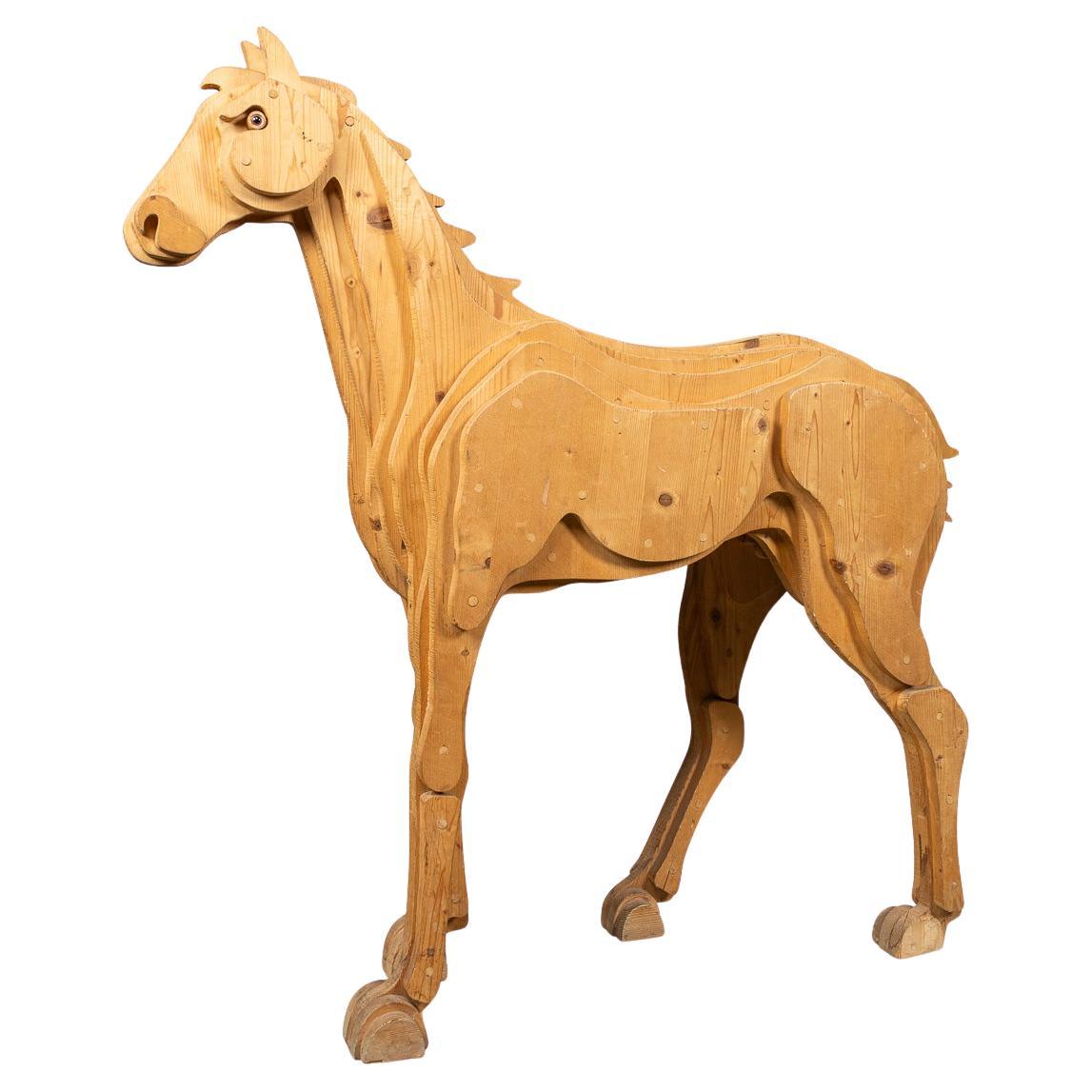 Vintage 20th Century Italian Multi Layer Wooden Horse Sculpture c.1980