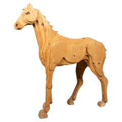 Vintage 20th Century Italian Multi Layer Wooden Horse Sculpture c.1980