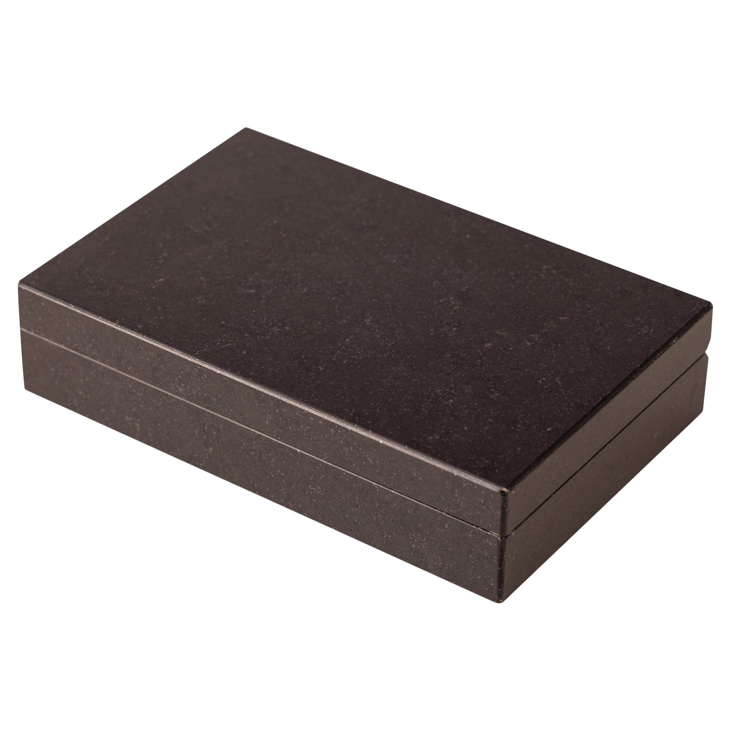 Vintage 20th Century Italian Nero Granite Stone Box c.1960