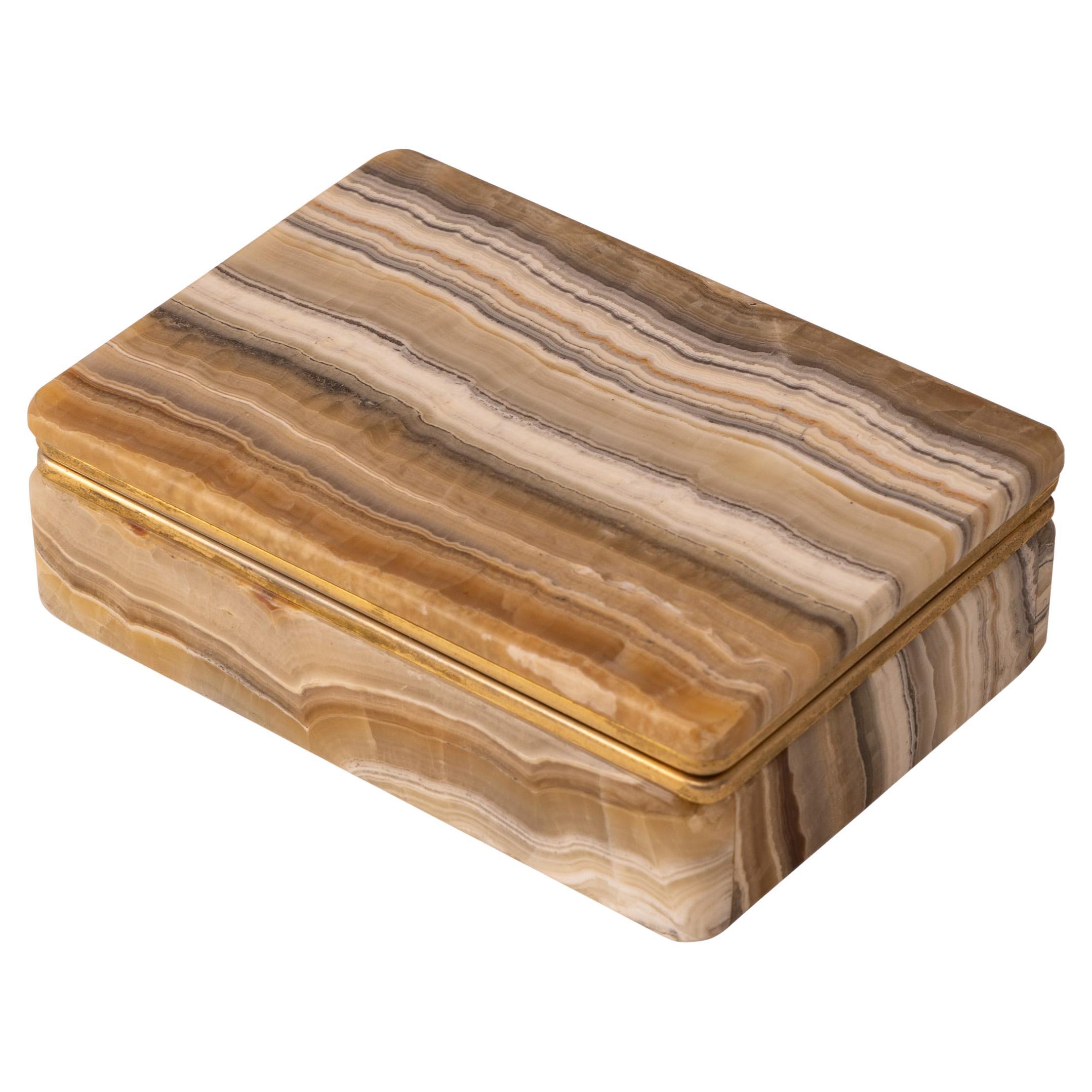 Vintage 20th Century Italian Onyx Stone Box c.1960