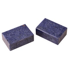 Pareja De Cajas De Piedra De Sodalita Italianas Vintage Del Siglo XX
