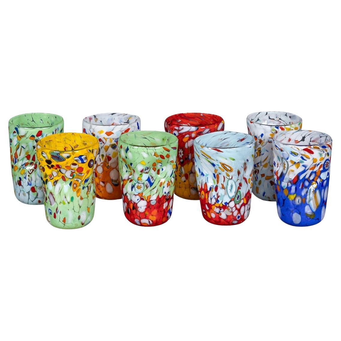 Vintage Italian Glass del 20° secolo: set di 8 bicchieri da bere fatti a mano a Murano