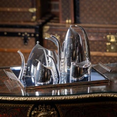 Vintage 20th Century Italian Silver Plated Five Piece Tea Set By Sabattini