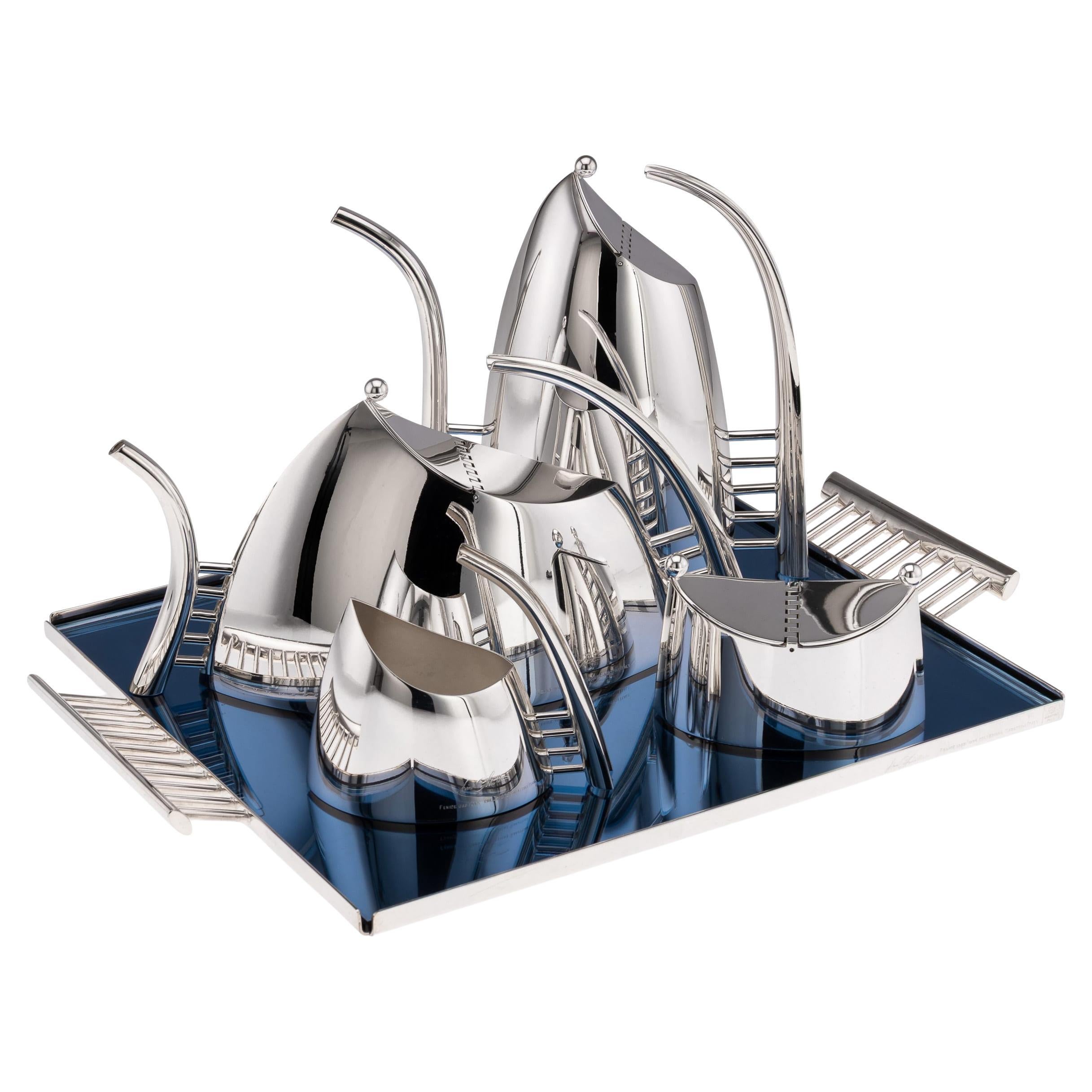 Vintage 20. Jahrhundert Italienisch versilbert fünf Stück Tee-Set von Sabattini im Angebot