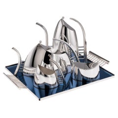 Vintage 20th Century Italian Silver Plated Five Piece Tea Set By Sabattini Vintage 20th Century Italian Silver Plated Five Piece Tea Set By Sabattini