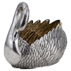 Vintage 20th Century Italian Silver Plated Swan Jardiniere