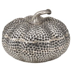 Vintage 20th Century Italian Solid Silver Dish In The Form Of A Squash c.1960