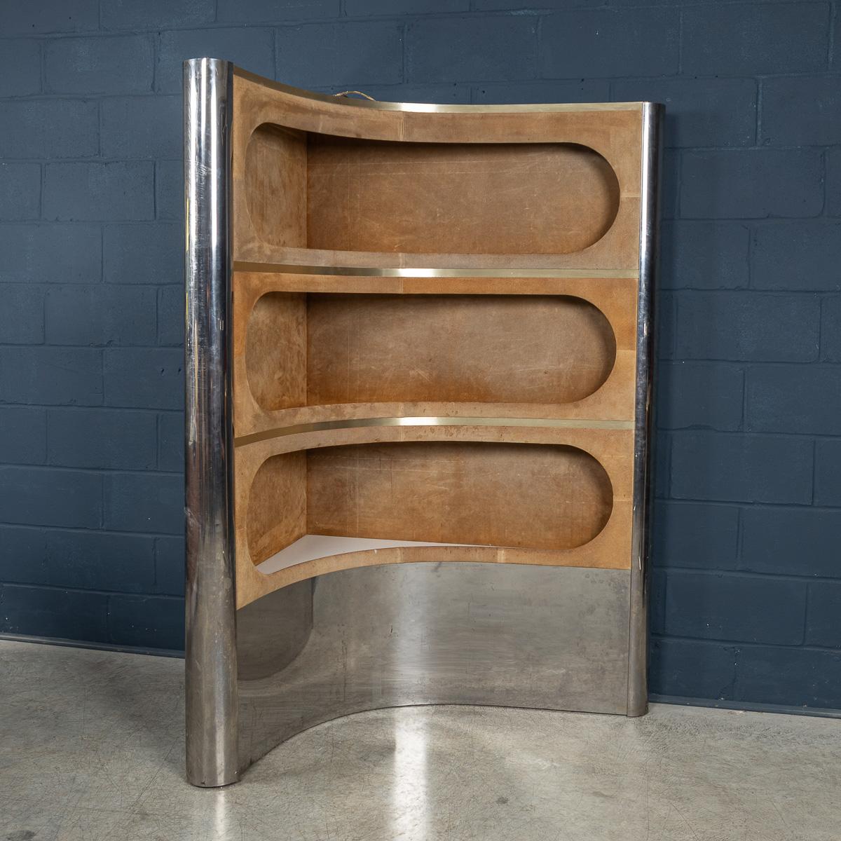 Steel Vintage 20th Century Italian Standing Dry Bar By Willy Rizzo c.1970 For Sale